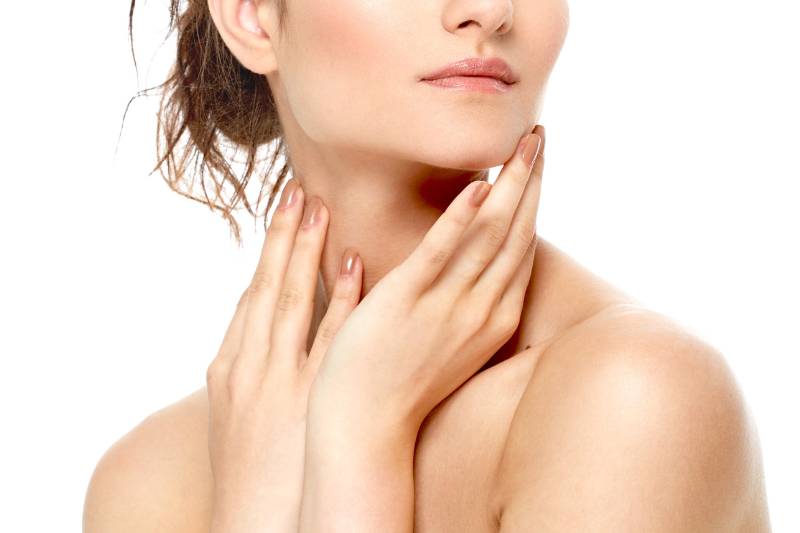 red carpet ready chin icon woman holding face