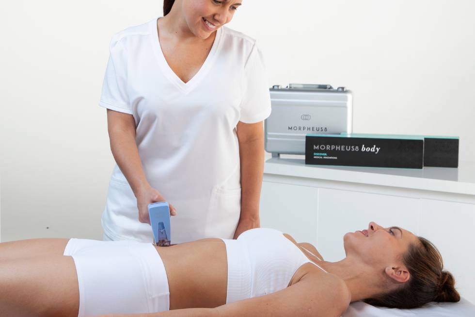 Women getting Morpheus8 treatment on stomach 